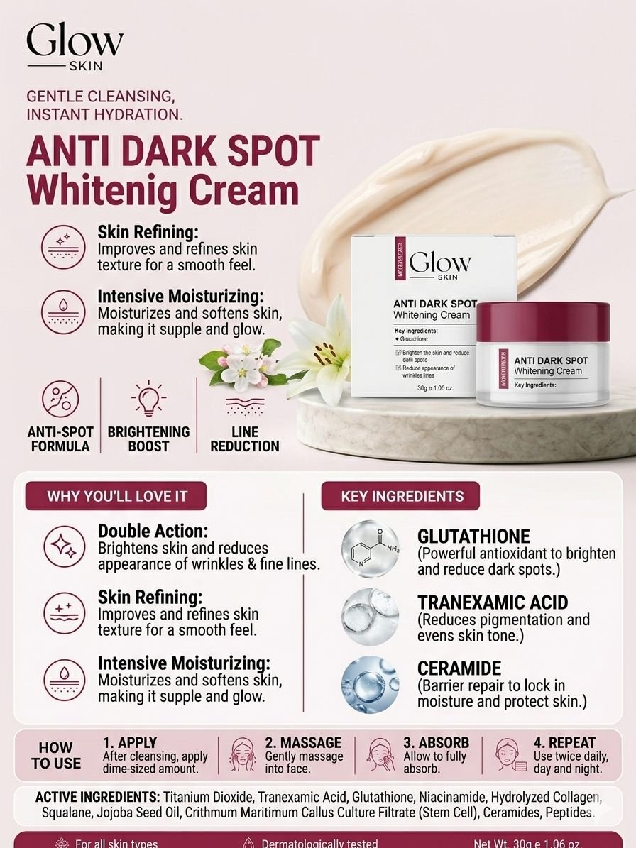 Glow Skin ANTI DARK SPOT Whitening Cream (30g)